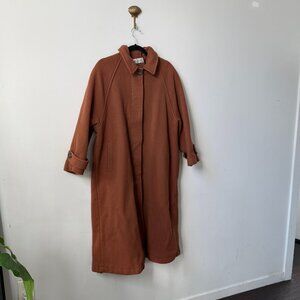 90s Calvin Klein Vintage Camel Wool Trench Coat Jacket Size 12
